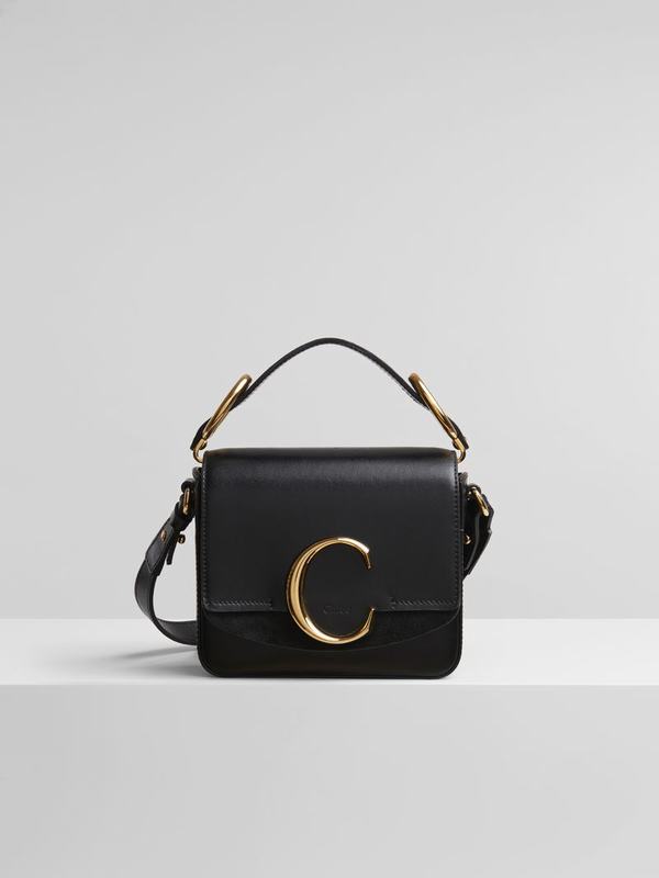 Mini Bolsos Mujer Chloé C Negras Suede RSNI15890